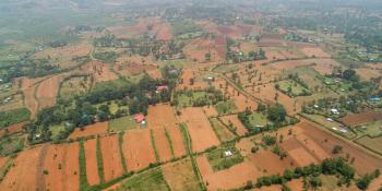 Aerial shot of dry land in Kenya